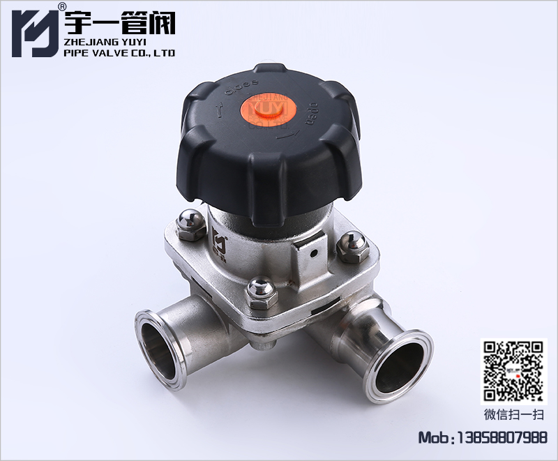 Quick-install three-way diaphragm valve